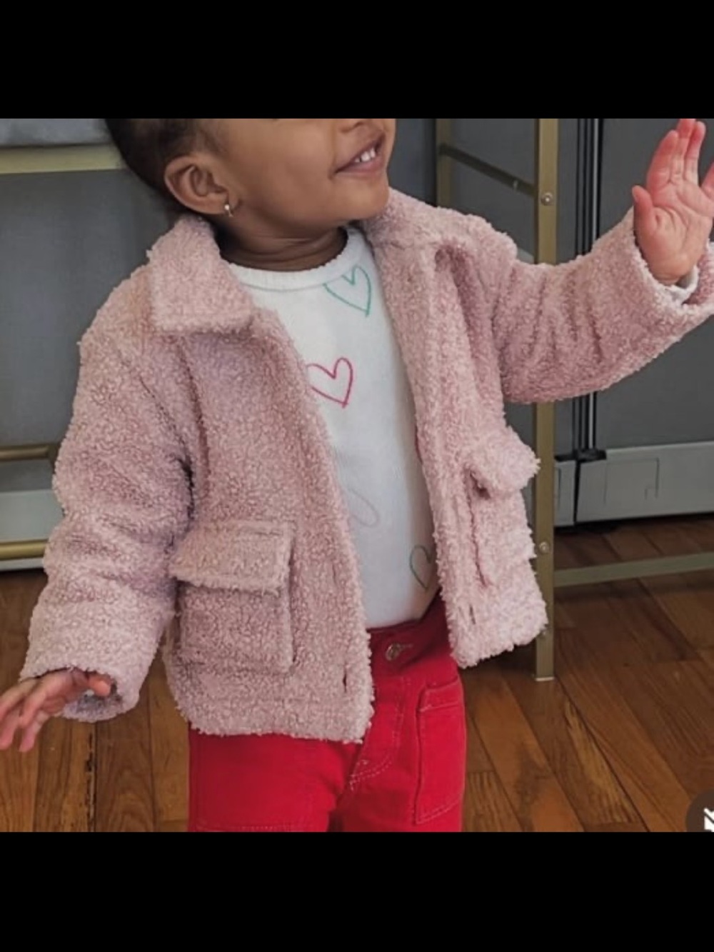 Cat & Jack toddler fleece sherpa button-up jacket in pink 3T